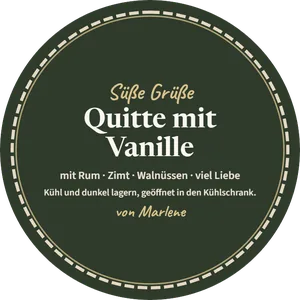 Etikett aus dem Etiketten-Designer, Motiv Quitte mit Vanille